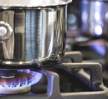 Olla en mechero de gas