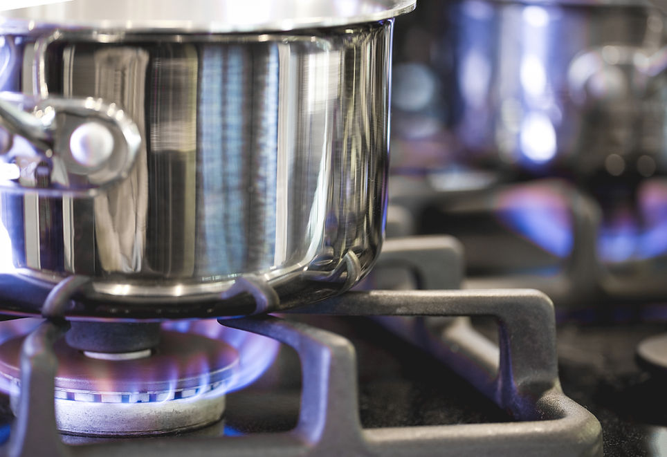 Olla en mechero de gas