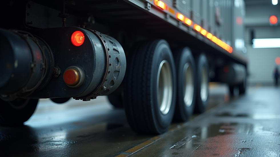 Close-up view of a diesel truck's exhaust system during an emissions check