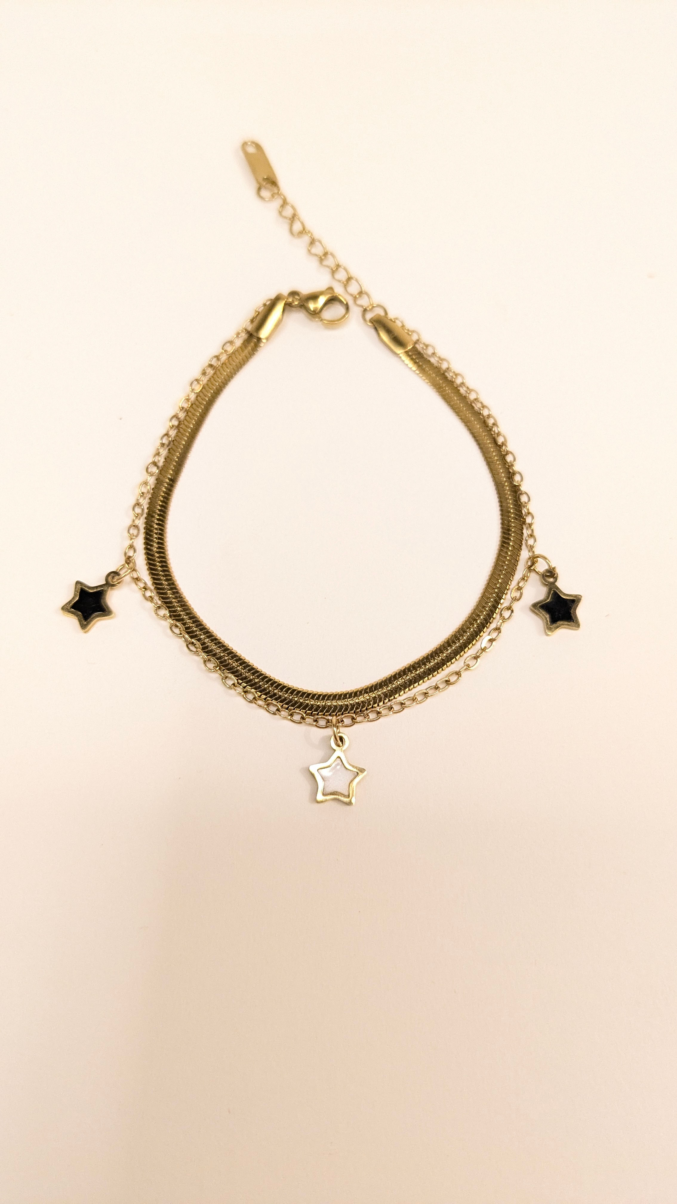 Tanara Multi-Chain Bracelet with Star Charms- Anti Tarnish