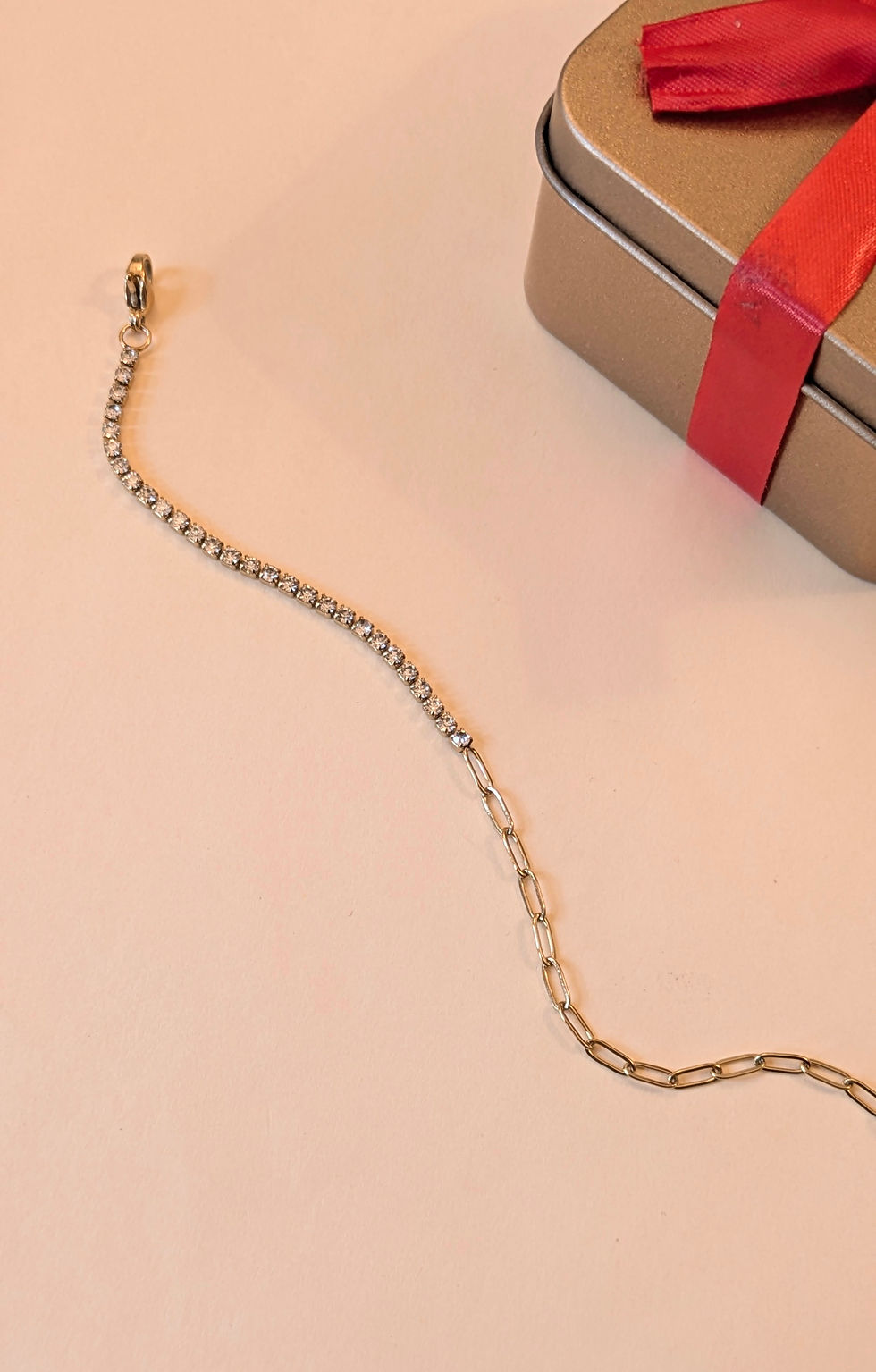 Thumbnail: Tanara Gold Plated Imitation Diamond Tennis Chain Bracelet for Women