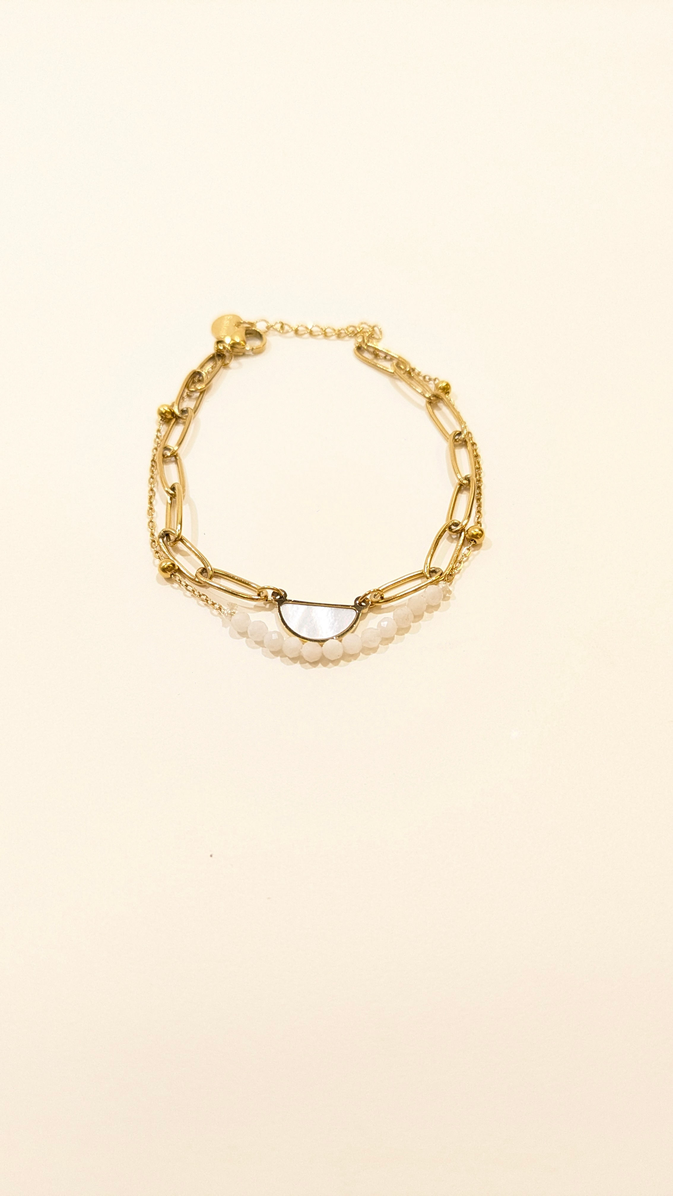 Tanara Pearl Harmony Dual Chain Bracelet- Water Proof