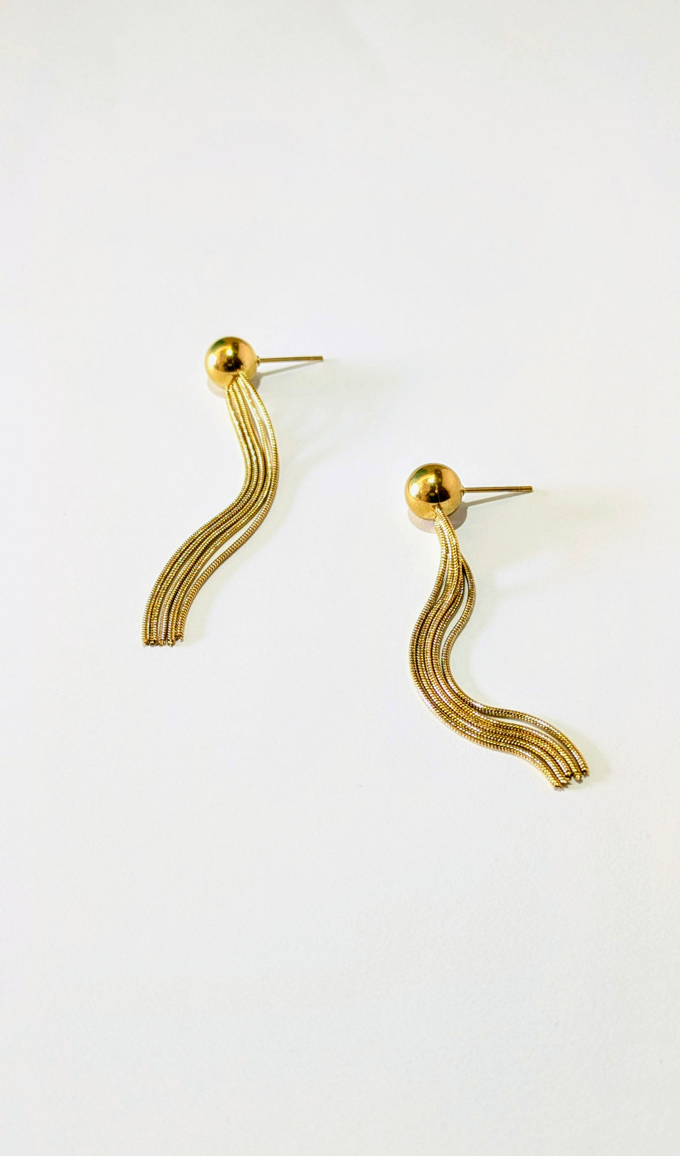 Tanara Golden Wave Drop Earrings-  Waterproof, Non-Tarnish