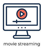 desktop computer with text movie streaming
