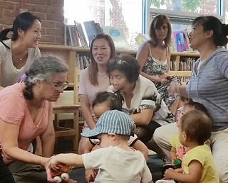 children and caregivers at the Tenafly Public Library