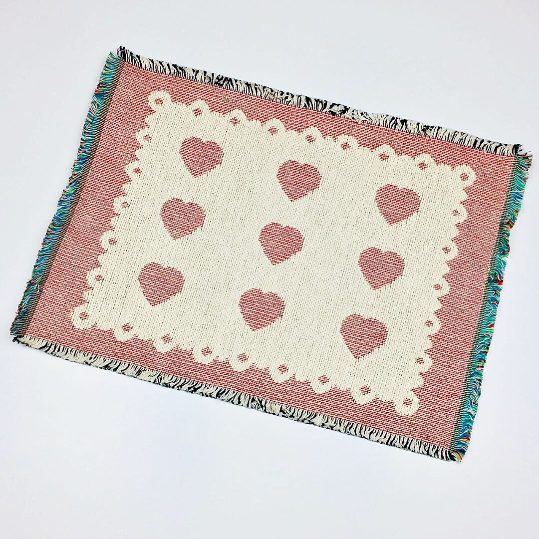 Valentine's Day Lace Pink Heart Cotton Fringe Single Placemat