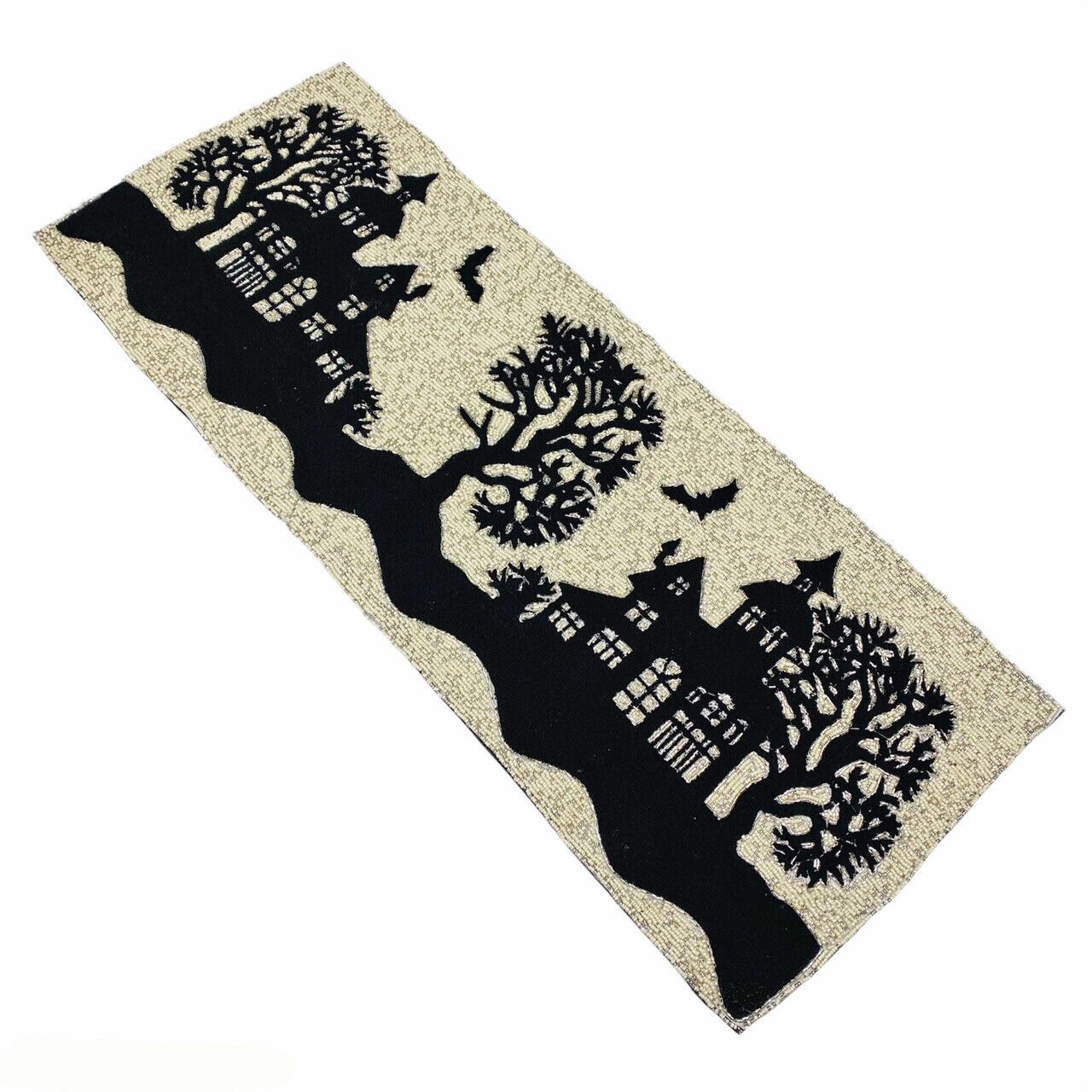 Halloween Haunted House & Bats Beaded 36" Table Runner by Nicole Miller Home