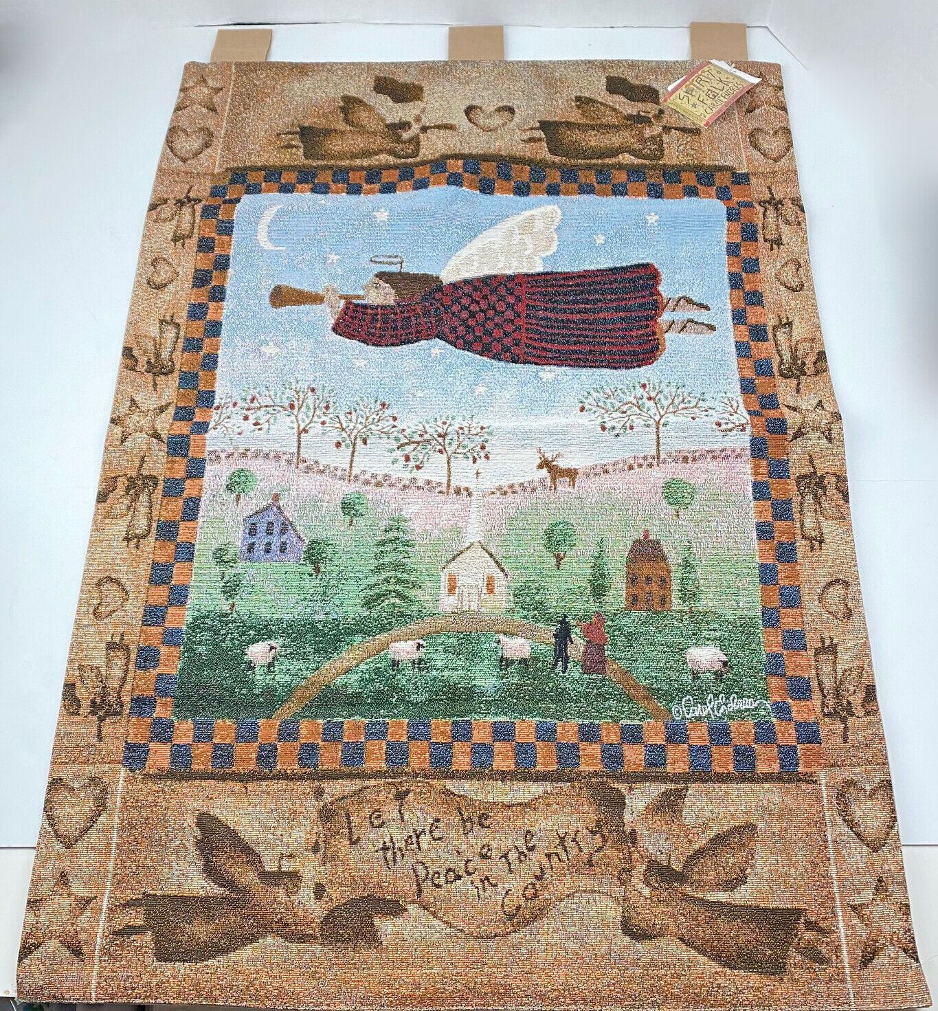 Angel of Peace Folk Art Angels Tapestry Wall Hanging ~ Artist, Carol Endres