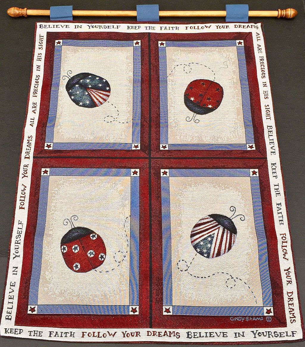Ladies on Parade ~ Patriotic Ladybugs Tapestry Wall Hanging ~ Cindy Shamp