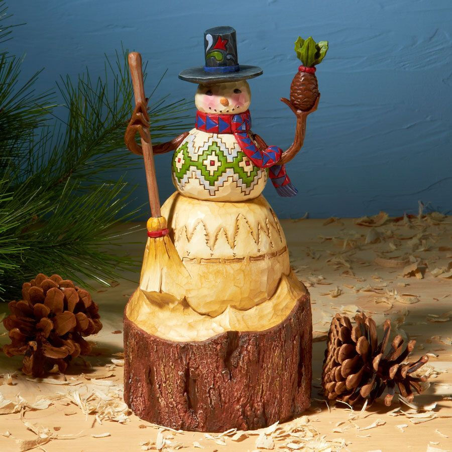 Jim Shore Christmas Welcome Snowman w/Pine Cone Pineapple Figurine ~ 4024282