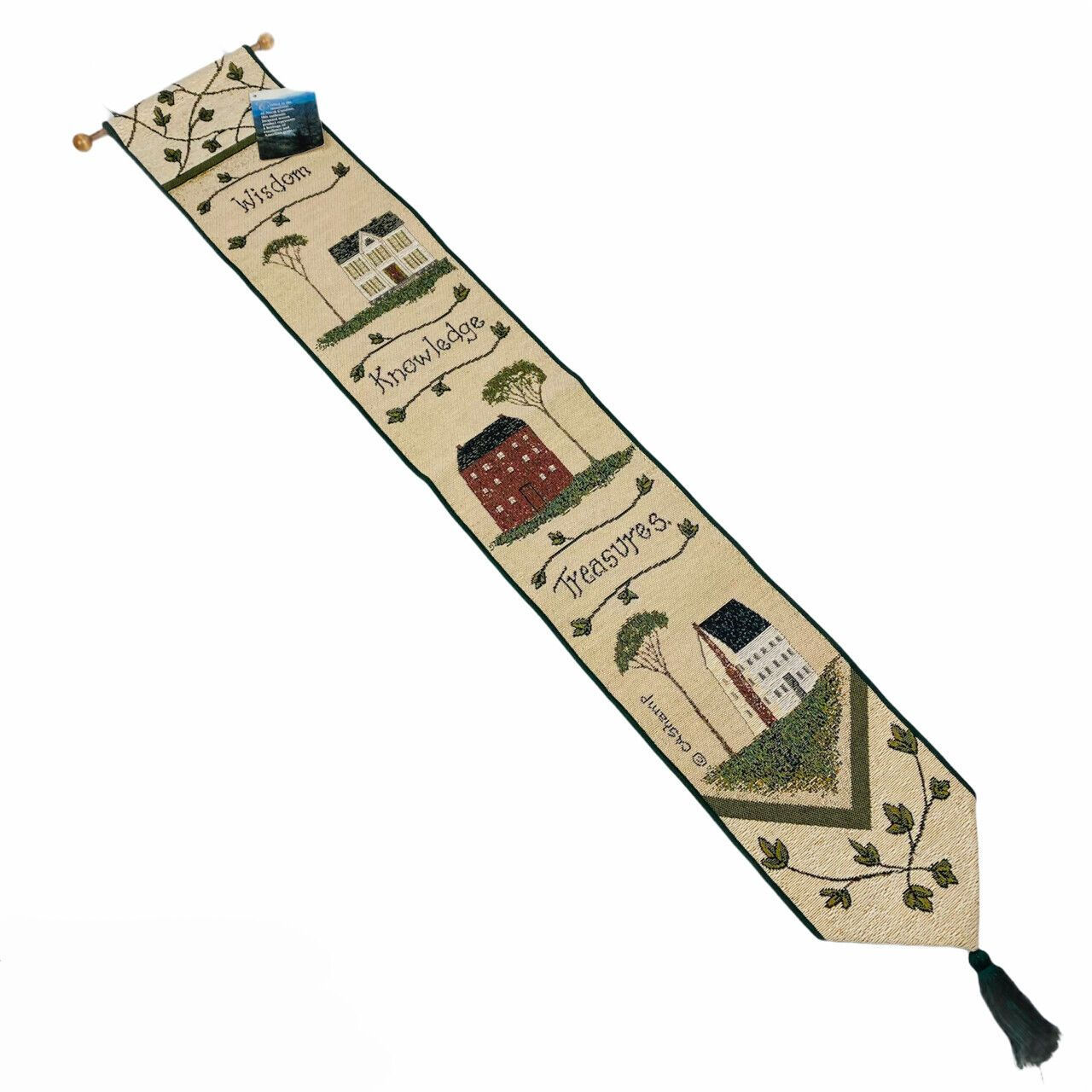 Wisdom House Wisdom Knowledge Treasures Folk Art Tapestry Wall Hanging Bellpull