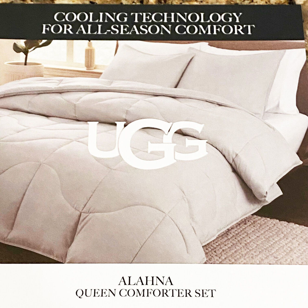 UGG Alahna All Season Stone Color 3 Piece Queen Comforter Set