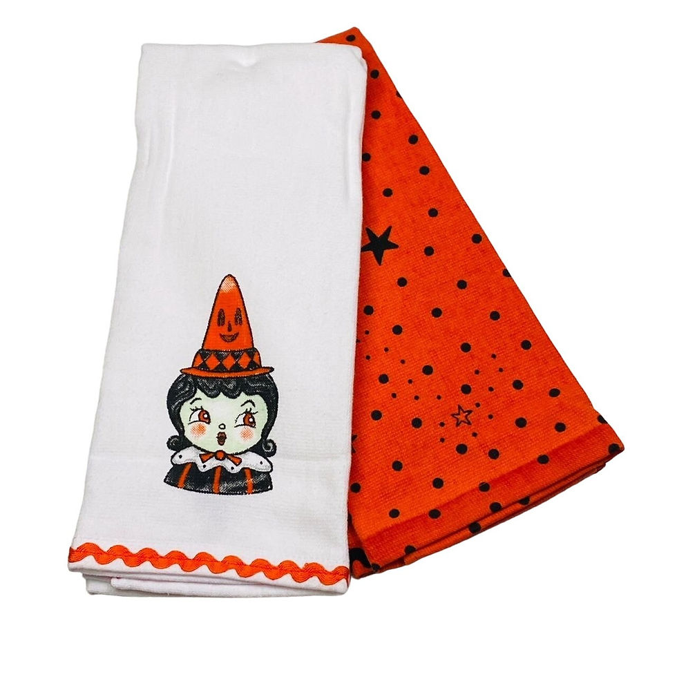 Johanna Parker Halloween Vintage Style Ghoulish Girl Kitchen Towels Set of 2