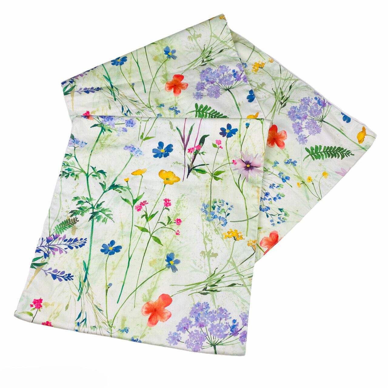 Williams Sonoma Pressed Floral Spring Flowers 108" Cotton Table Runner