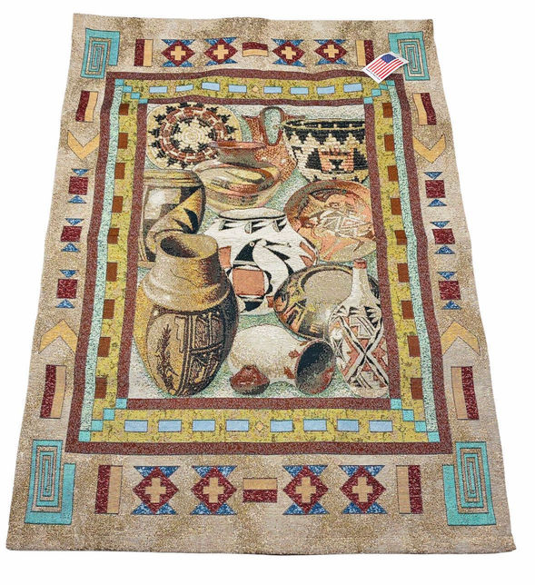 Pueblo Pottery Southwestern Tapestry Wall Hanging