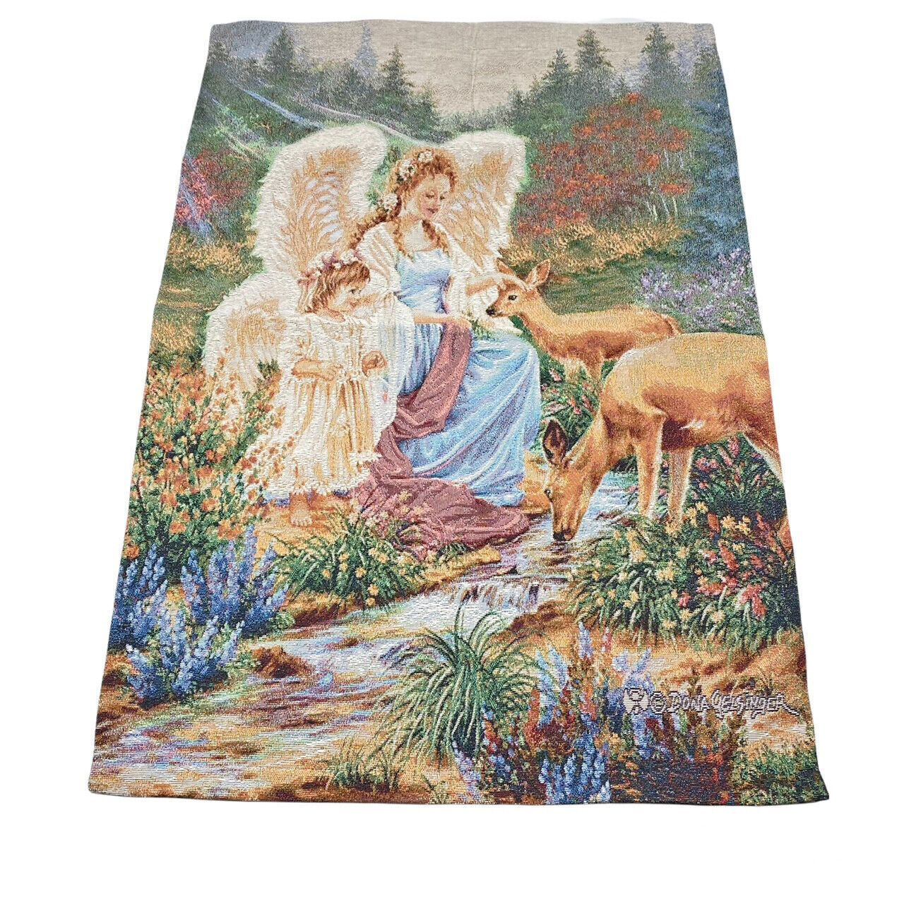 Angel w/Child & Deer ~ Making New Friends Tapestry Wall Hanging ~ Dona Gelsinger