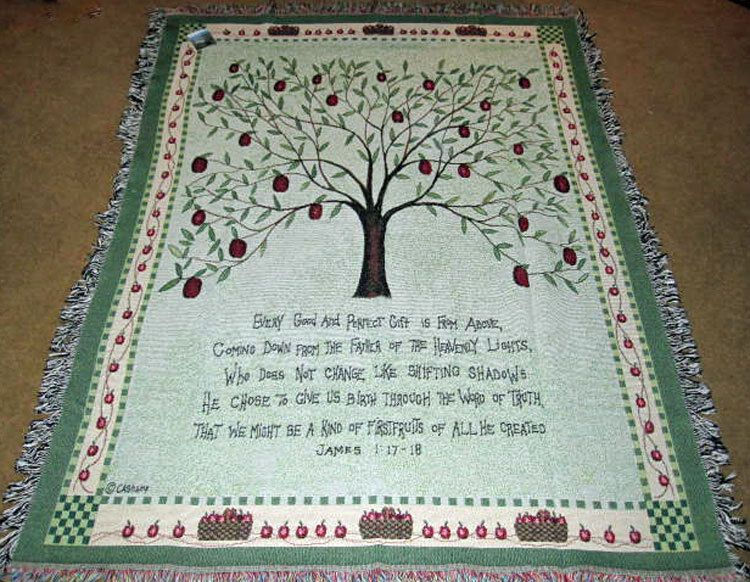 Apple Tree Tapestry Afghan Throw w/Verse ~ Artist, Cindy Shamp