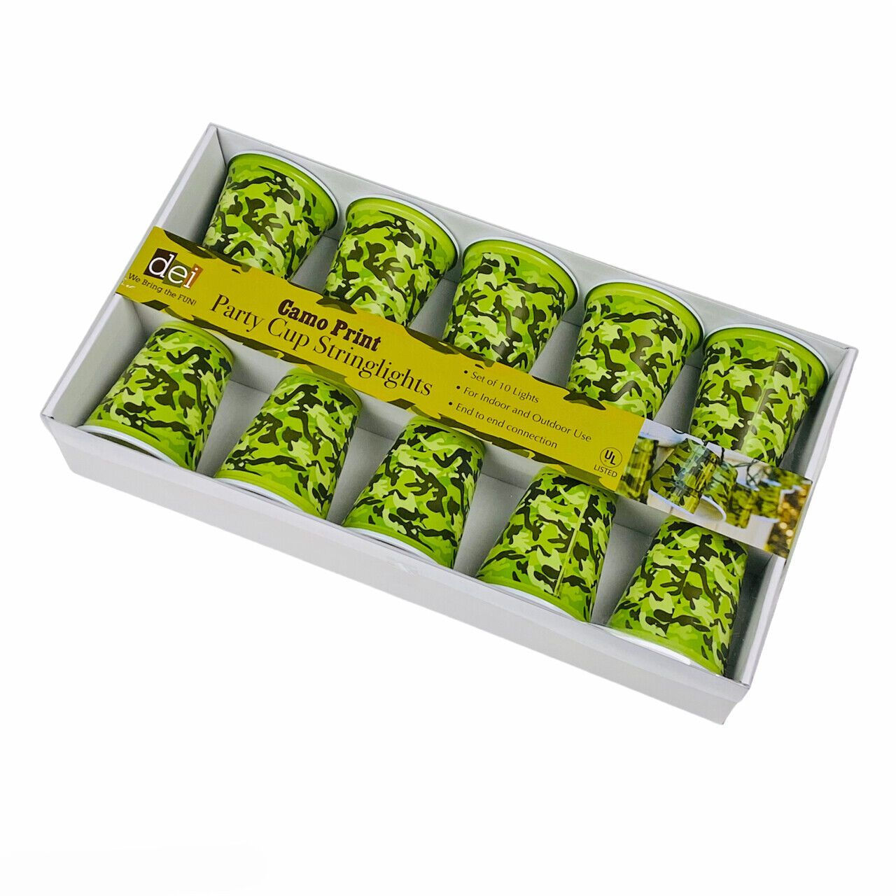 Camouflage Party Cup Hunter String Lights Set Indoor Outdoor Patio Garden