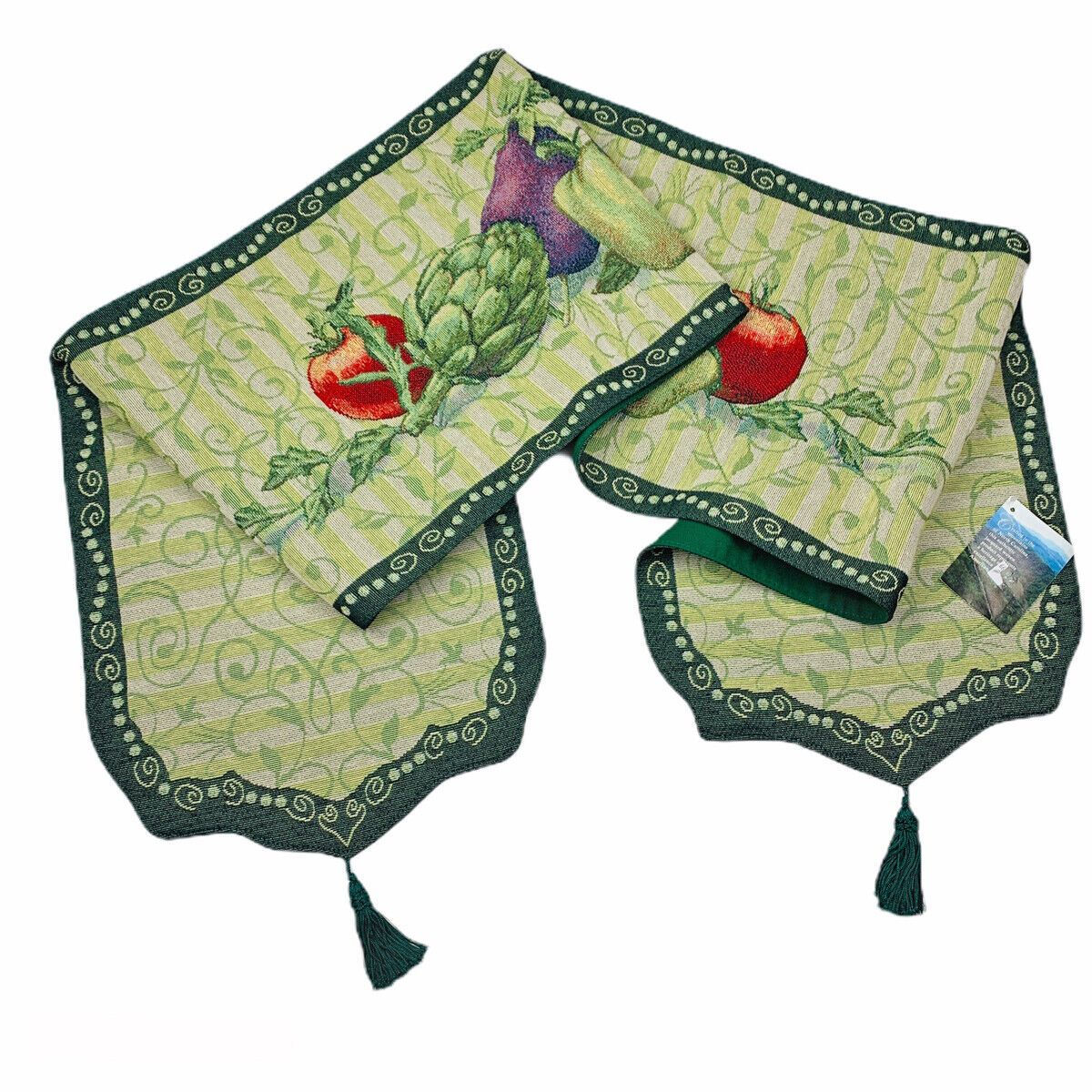 Garden Variety Vegetable Eggplant Tomato Pepper Artichoke 72" Tapestry Runner