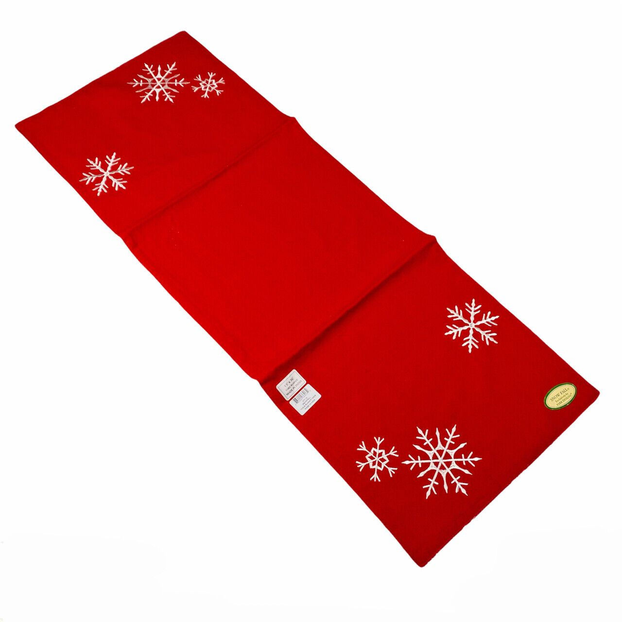 Christmas Snowfall Snowflake Embroidered Reversible Cotton 36" Table Runner