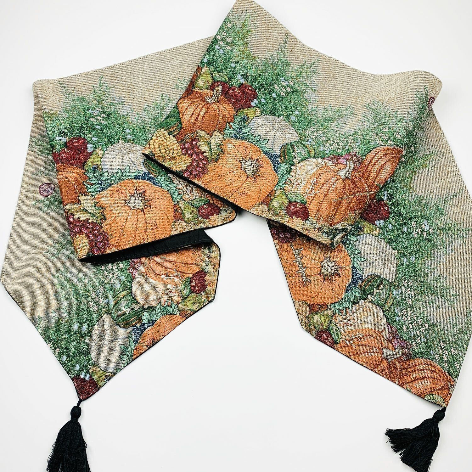 Bountiful Harvest Fall Autumn Pumpkins 72" Tapestry Table Runner