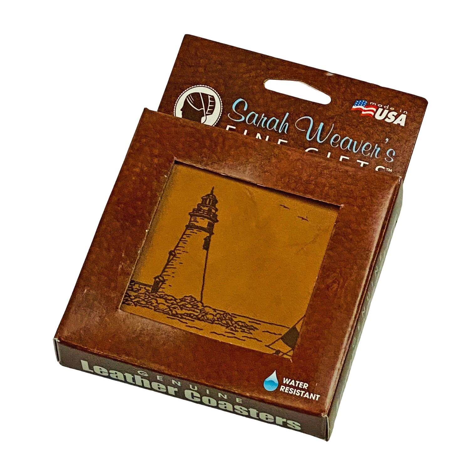 Weaver Leather Lighthouse and Sailboat Genuine Leather Coasters Set of 4 Retired