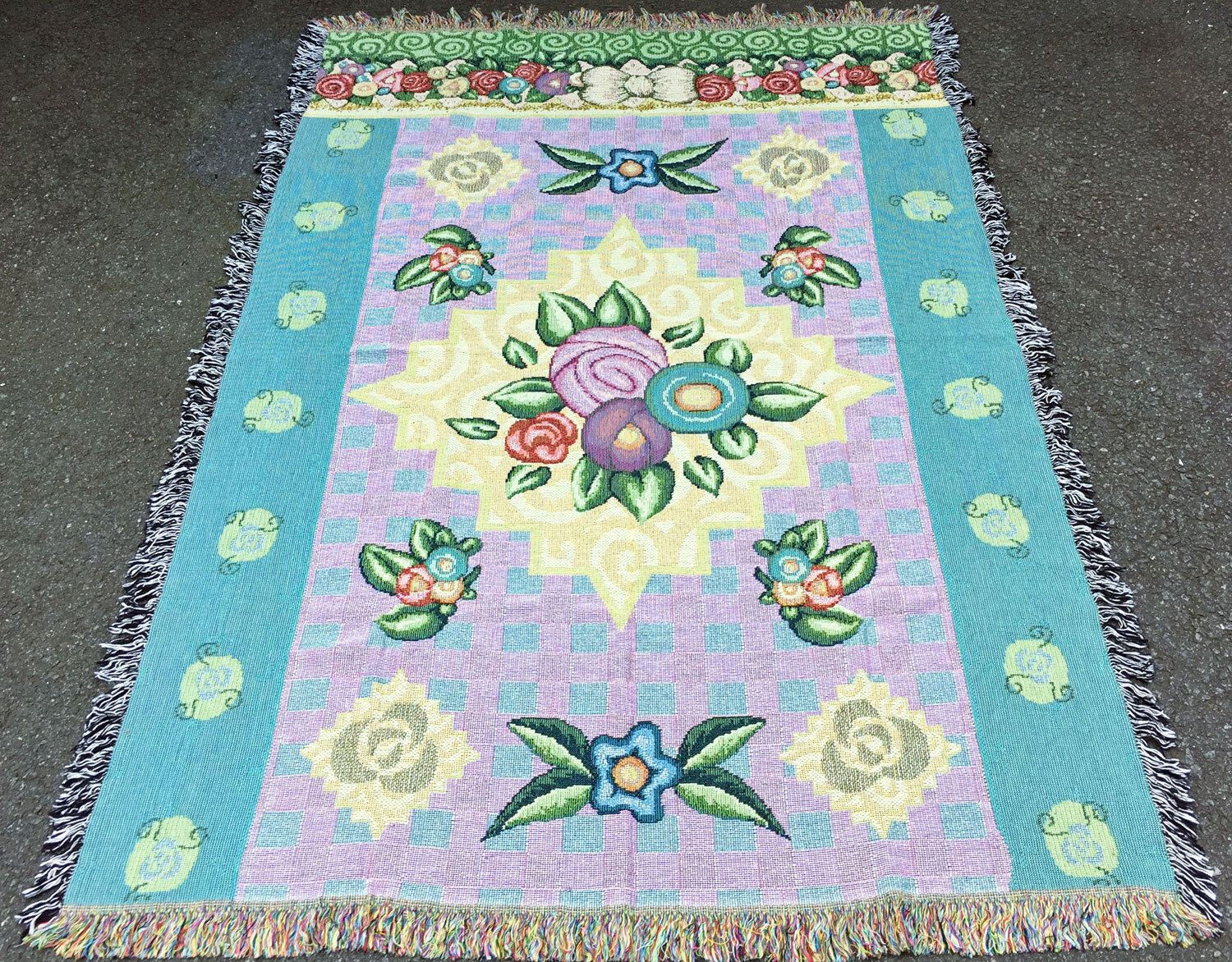 Floral Nouveau Tapestry Afghan Throw