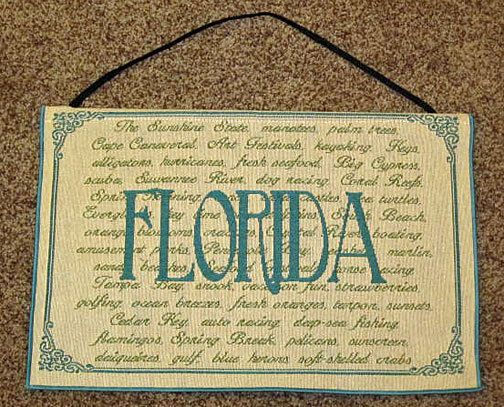 Florida ~ Words & Phrases of the State ~ Tapestry Bannerette Wall Hanging