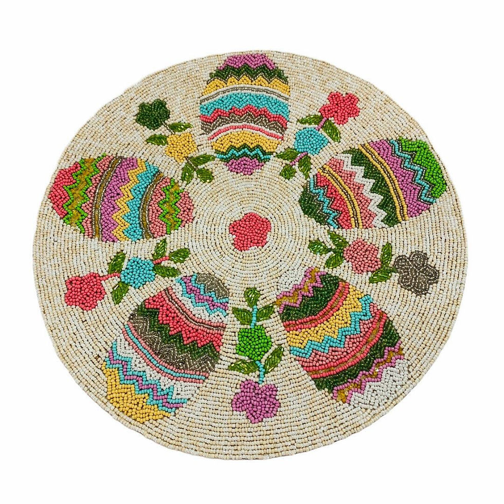 Beaded Round 15" Diameter Easter Eggs Flowers Single Placemat Charger