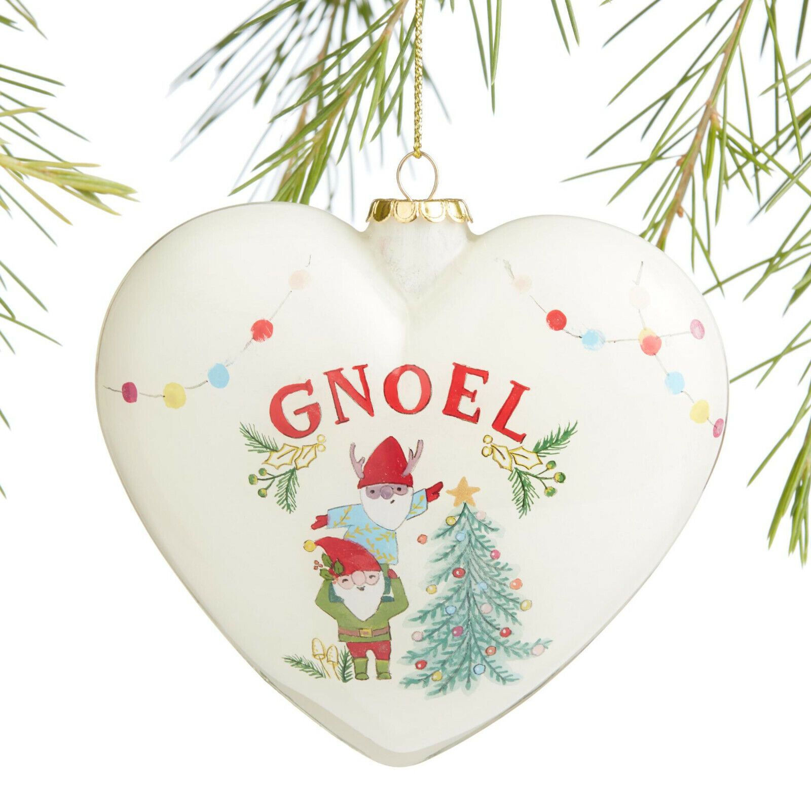 Pier Place World Market Li Bien 2021 Gnoel Gnomes Heart Christmas Glass Ornament