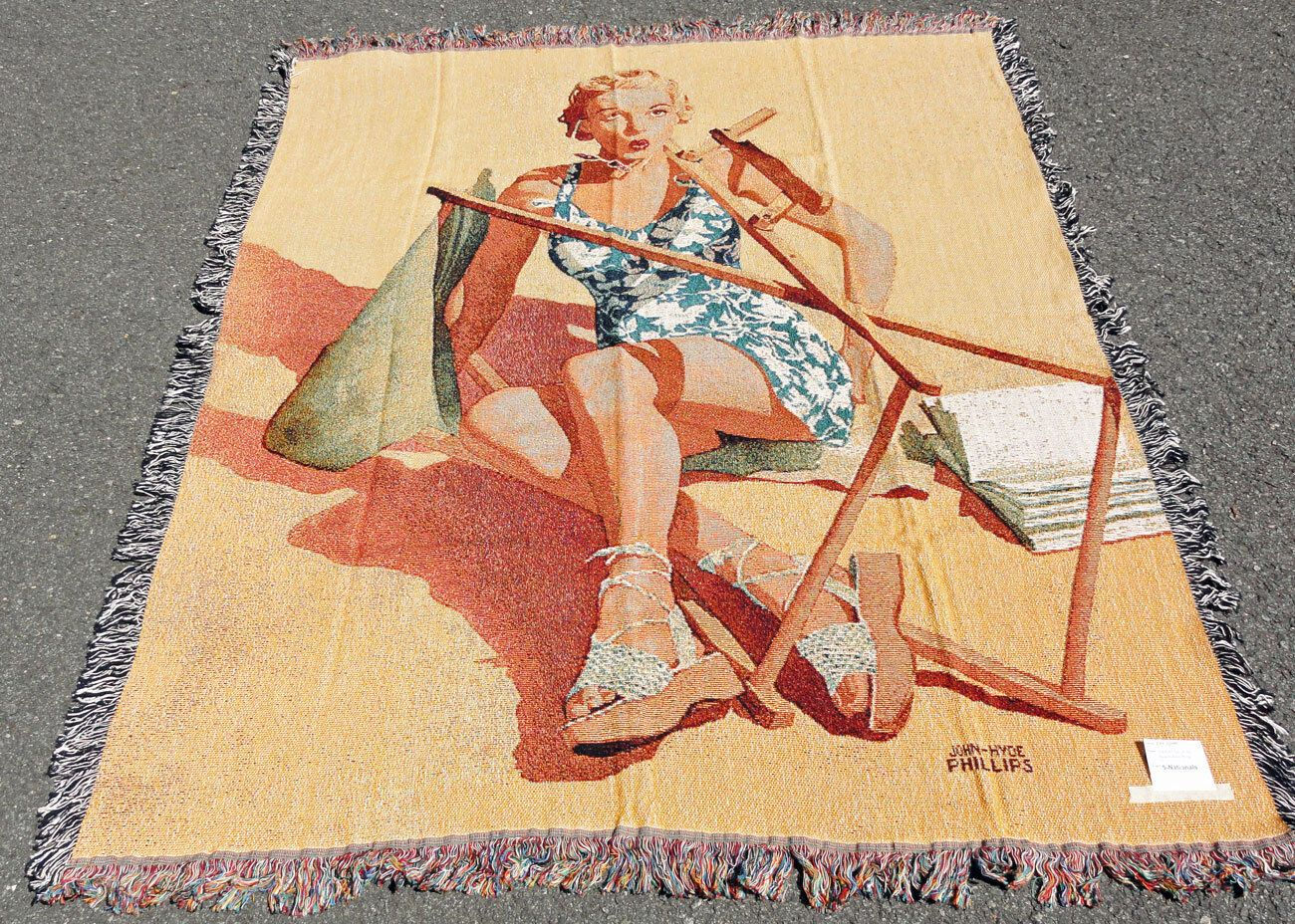 Broken Beach Chair ~ Saturday Evening Post 1939 Tapestry Afghan Throw