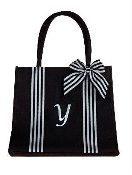 Isabella's Journey Monogram Black Canvas "Y" Fashion Tote Bag