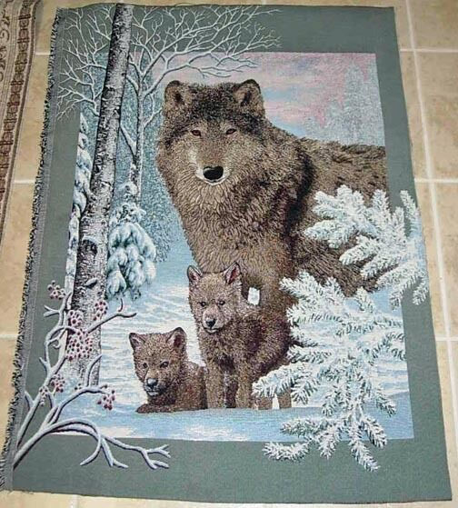 Wolf Hollow Wolves Crafters Unfinished Tapestry Wall Hanging Fabric Remnant