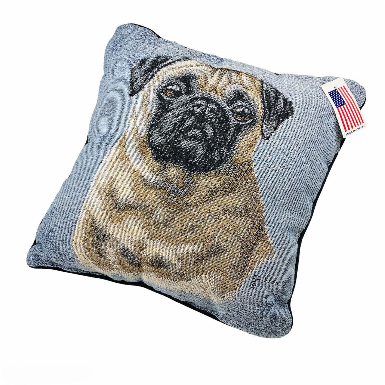 Pug Tapestry Square 17" Pillow ~ Artist, Judy Gibson
