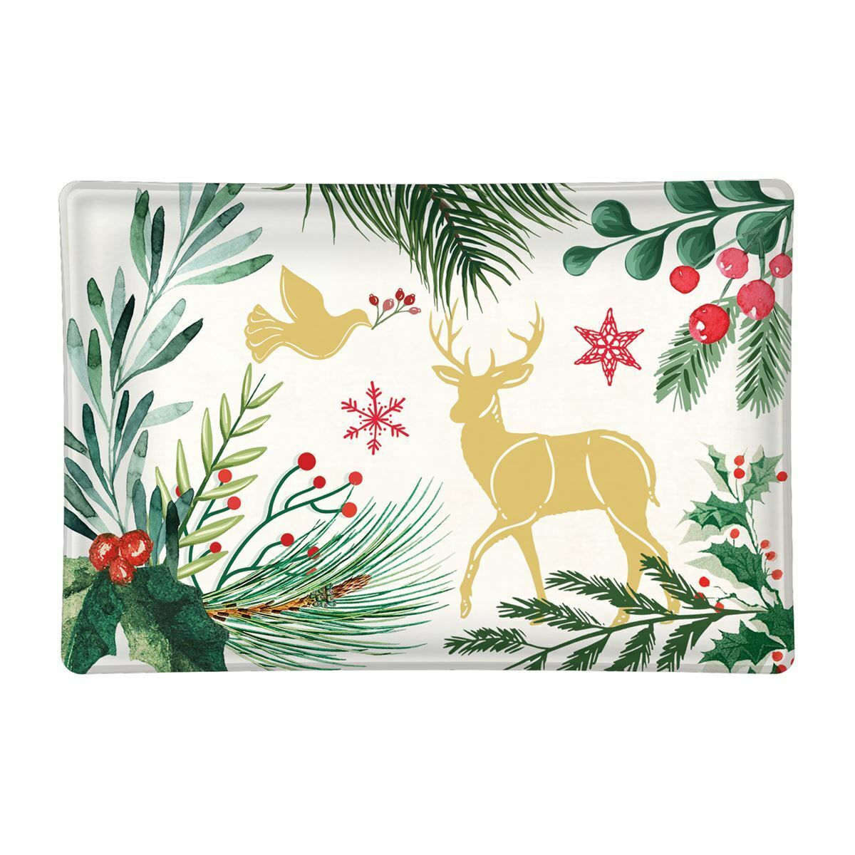 Michel Design Works Christmas Joy to the World Deer Rectangular Glass Soap Dish