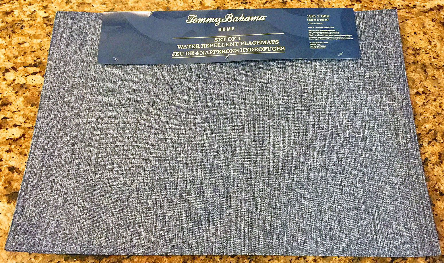 Tommy Bahama Blue Denim Indoor/Outdoor Water Repellent Placemats Set of 4