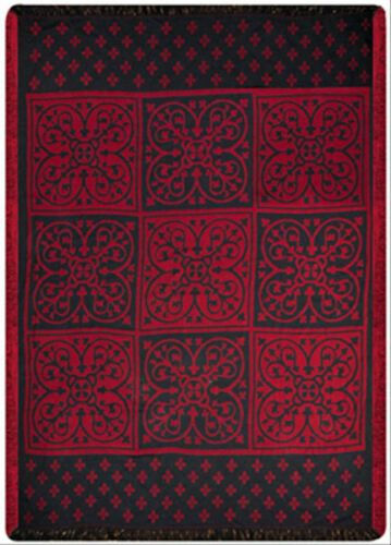 French Quarter Cambridge Ironwork Black & Red Damask Afghan Throw