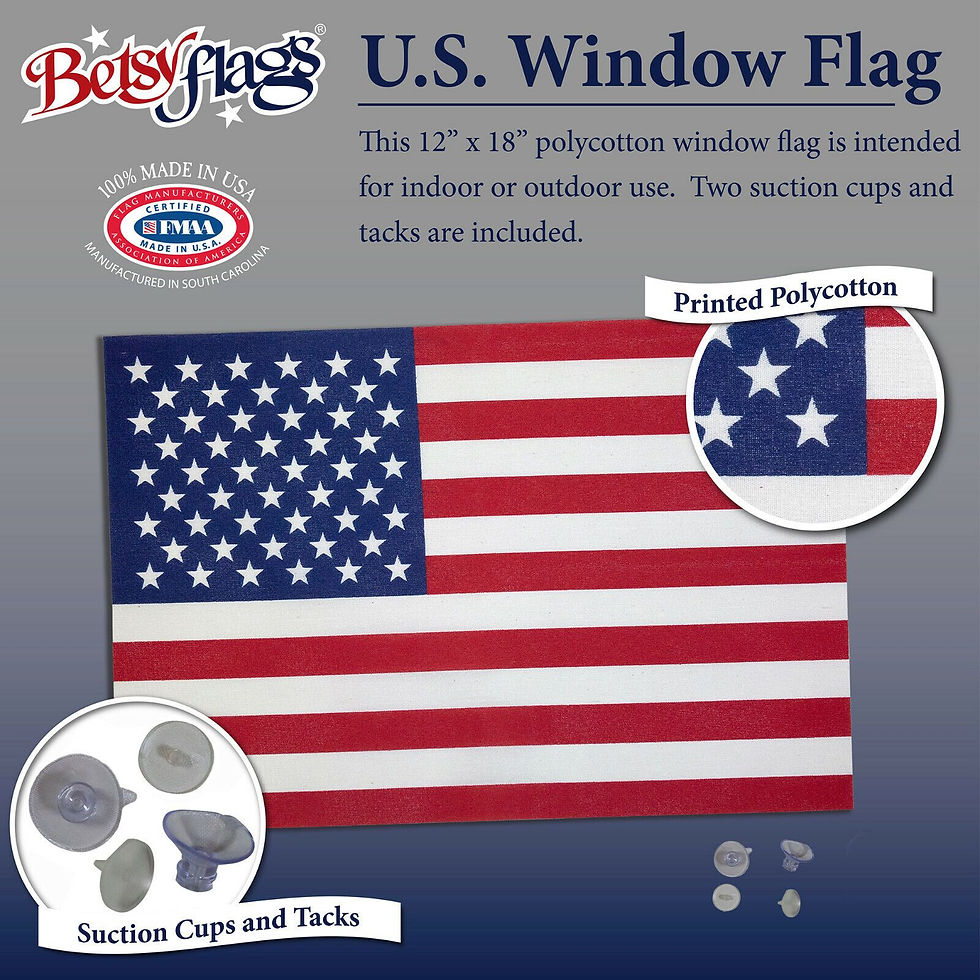 Thumbnail: USA United States of America American Window Flag 12"x18" USA Made