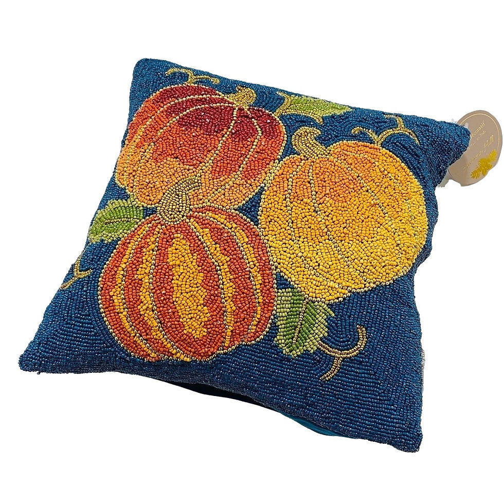 Autumn Hill Fall Pumpkins Pumpkin Patch Orange Beaded 14" Toss Pillow