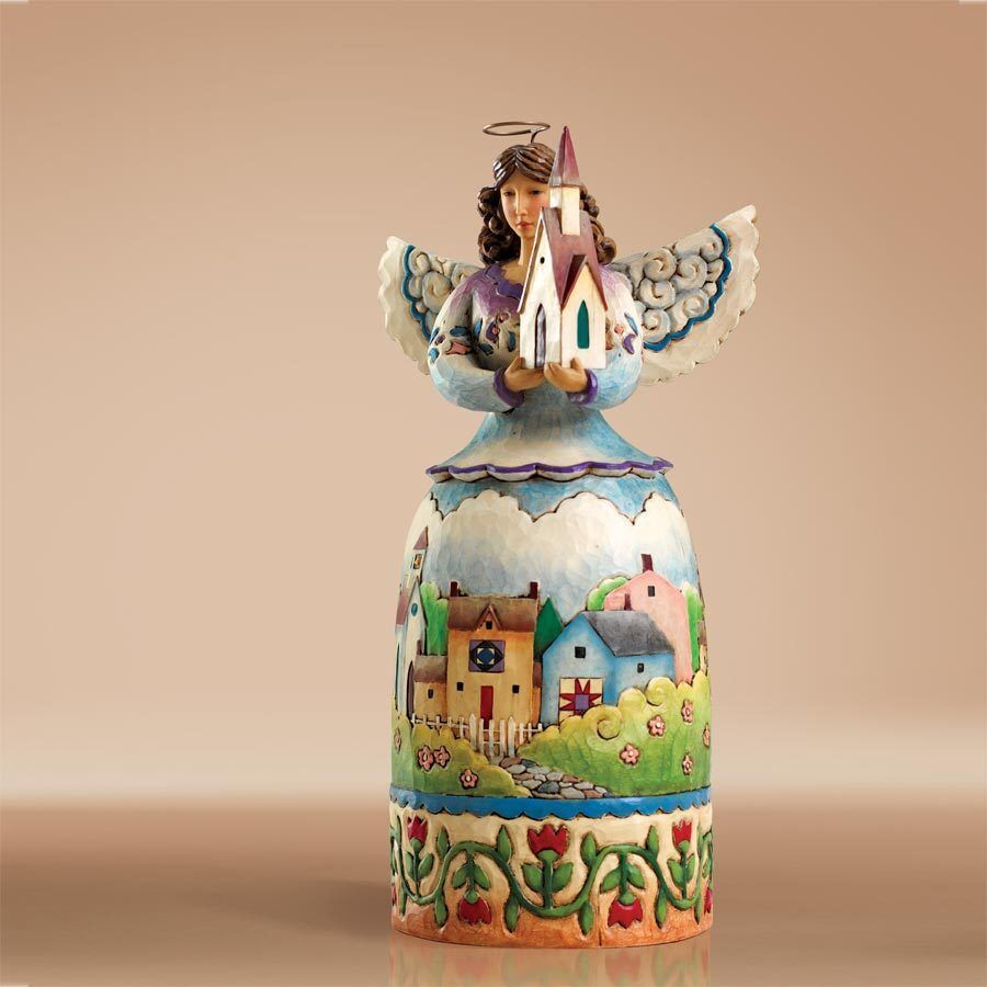 Jim Shore Angel Holding Church ~ Blessed Are The Faithful ~ 4006931