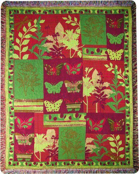 Amber Forest ~ Butterfly/Flora & Fauna Tapestry Afghan Throw