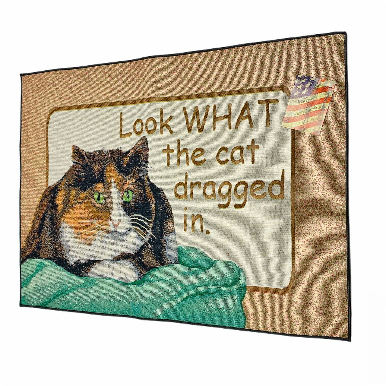 Look What the Cat Dragged In Welcome Back Kitty Cat Tapestry Accent Rug