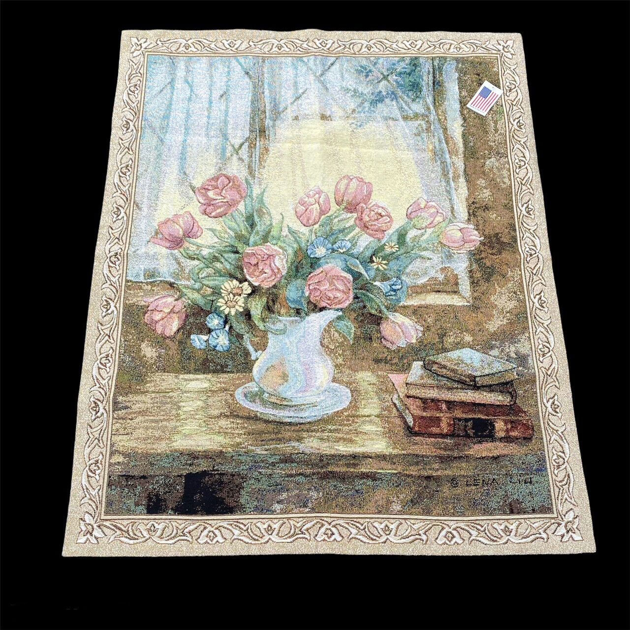 Spring Breeze Tulips in Pitcher Grande Tapestry Wall Hanging ~ Artist, Lena Liu