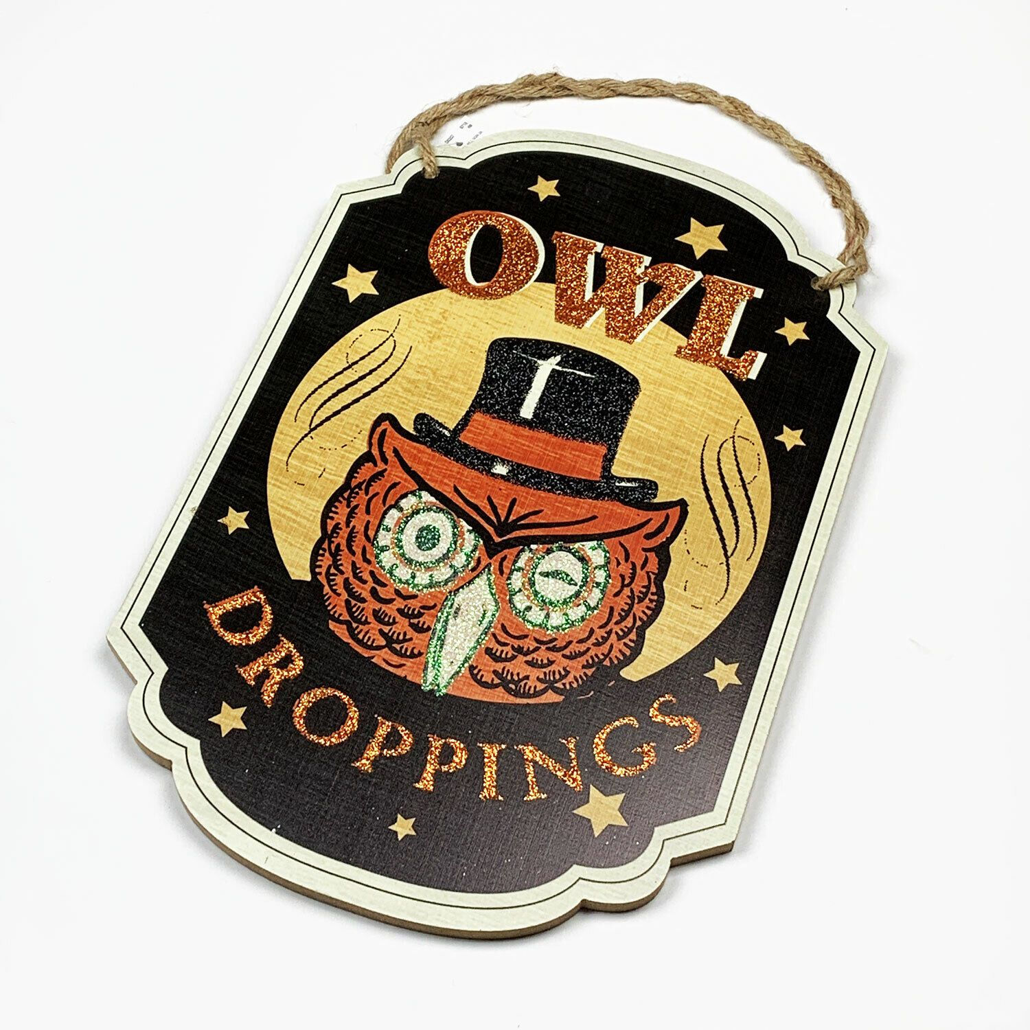 Halloween Vintage Owl Droppings Wooden Hanging Wall Door Sign