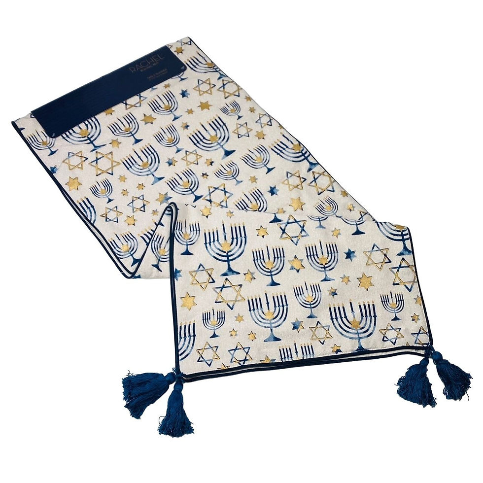 Rachel Roy Judaica Celebration Hanukkah Menorah Star of David 72" Table Runner