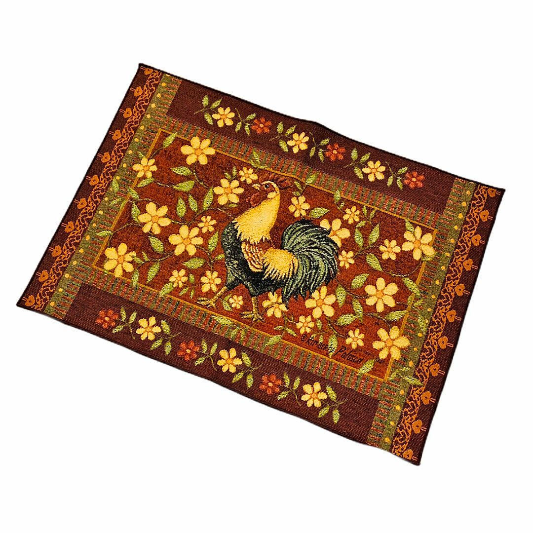 Mediterranean Rooster and Floral Tapestry Accent Rug