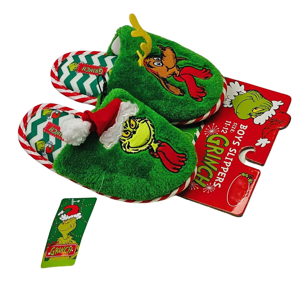 Dr. Seuss Youth Kids Boys Grinch and Max Slippers Size 11-12