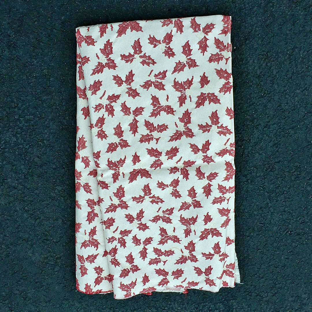 Christmas Matelasse Holly Leaf Red Tapestry Upholstery Fabric Piece 52"x55"