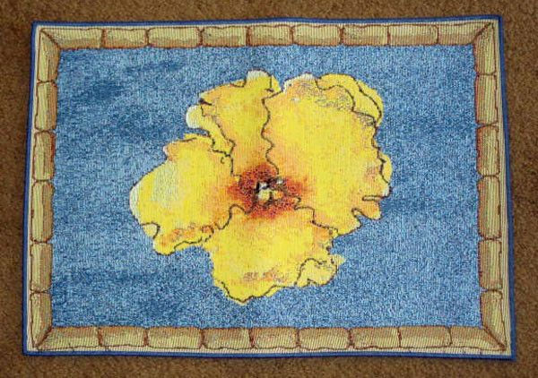 Hula Yellow Floral Tapestry Placemat ~ Artist, Anne Ormsby