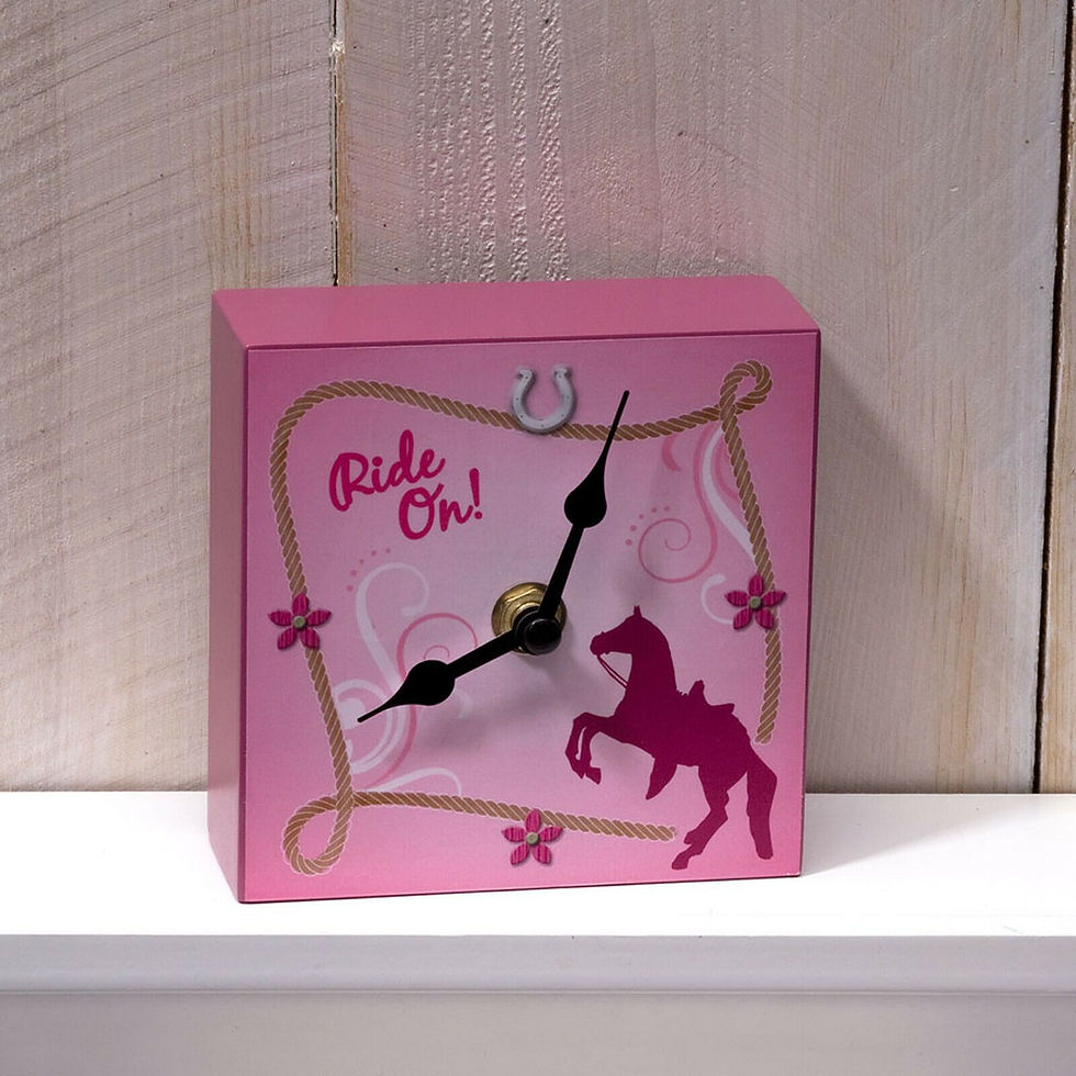 Trail of Painted Ponies Cowgirl Pink Horse Desk Shelf Clock Ride On!